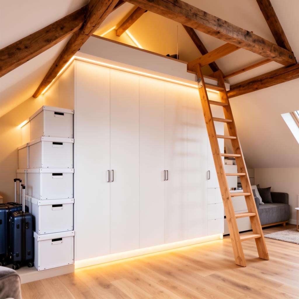 Professionally boarded loft with storage and LED lighting